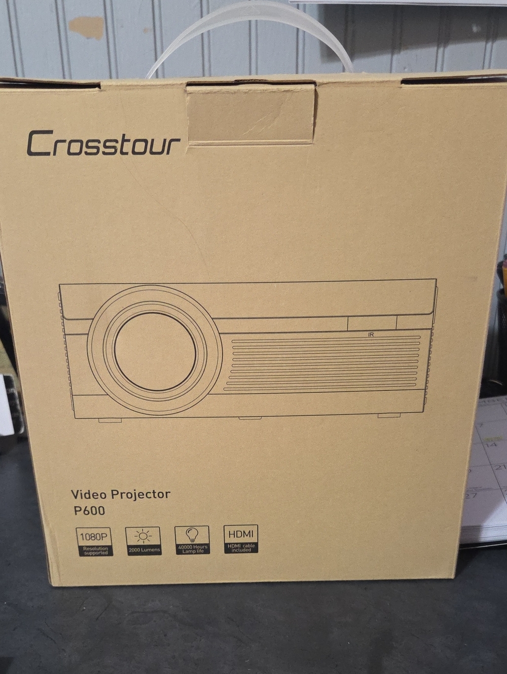 Crosstour P600 Video Projector in Kraft Box - Tan